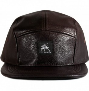 Baseball Caps 5 Panel Wool Leather 5 Panel Hat - Leather Brown - CH11T84EFKR