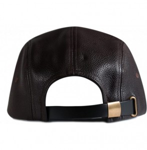 Baseball Caps 5 Panel Wool Leather 5 Panel Hat - Leather Brown - CH11T84EFKR