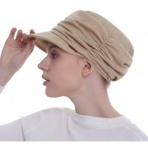 Skullies & Beanies Fashion Hat Cap with Brim Visor for Woman Ladies- Best for Daily Use - Beige - CD18TIX0O34