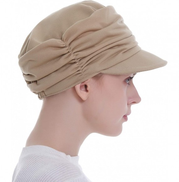 Skullies & Beanies Fashion Hat Cap with Brim Visor for Woman Ladies- Best for Daily Use - Beige - CD18TIX0O34