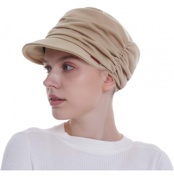 Skullies & Beanies Fashion Hat Cap with Brim Visor for Woman Ladies- Best for Daily Use - Beige - CD18TIX0O34