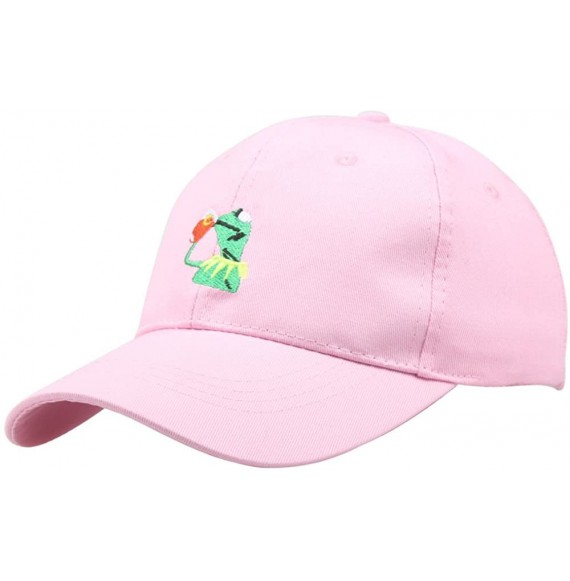 Baseball Caps The Frog "Sipping Tea" Adjustable Strapback Cap - Pink Frog - C4188CHHU77