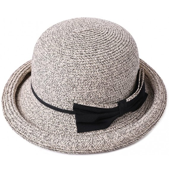 Sun Hats Womens UPF 50 Summer Straw Beach Sun Hat Wide Brim Fashion Fedora Packable & Adjustable - 99037brown - CP18SQNZ6HL