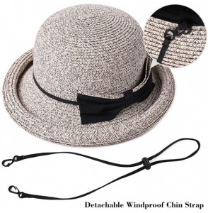 Sun Hats Womens UPF 50 Summer Straw Beach Sun Hat Wide Brim Fashion Fedora Packable & Adjustable - 99037brown - CP18SQNZ6HL