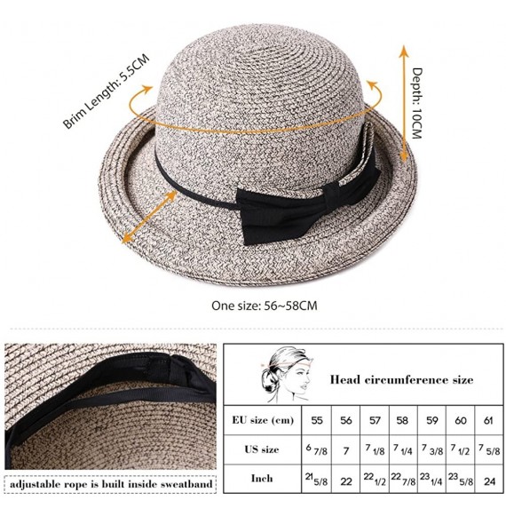 Sun Hats Womens UPF 50 Summer Straw Beach Sun Hat Wide Brim Fashion Fedora Packable & Adjustable - 99037brown - CP18SQNZ6HL