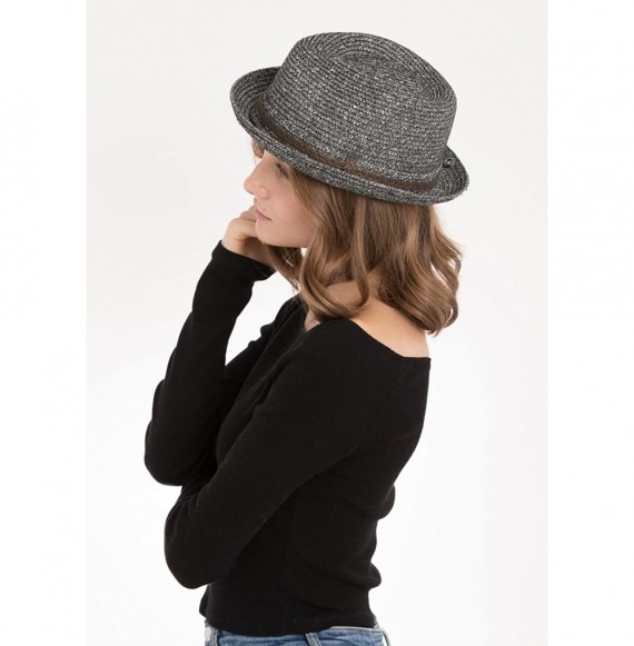 Fedoras Tiller Knit Upturn Fedora Hat Black - CQ11OUDX9I5