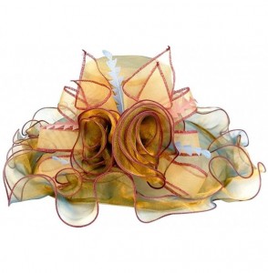 Sun Hats Women's Organza UV-Anti Church Derby Hat Fascinator Tea Party Wendding Hat - Style 6 - Gold - C418S72GXA3