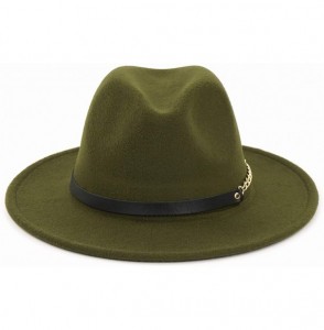 Fedoras Women's Fedoras Belt Buckle Fedora Panama Hat - Army Green - CB18KNH4ME2