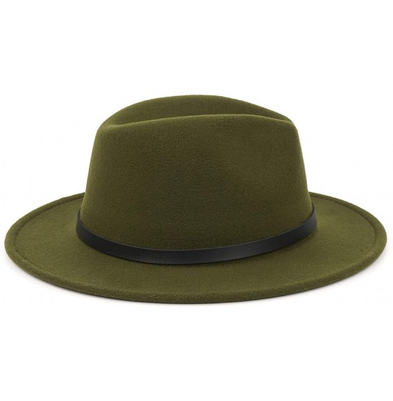 Fedoras Women's Fedoras Belt Buckle Fedora Panama Hat - Army Green - CB18KNH4ME2