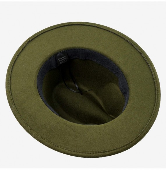 Fedoras Women's Fedoras Belt Buckle Fedora Panama Hat - Army Green - CB18KNH4ME2