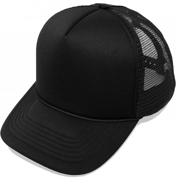 Baseball Caps Trucker Hat Mesh Cap Solid Colors Lightweight with Adjustable Strap Small Braid - Black - C3119N21TWL