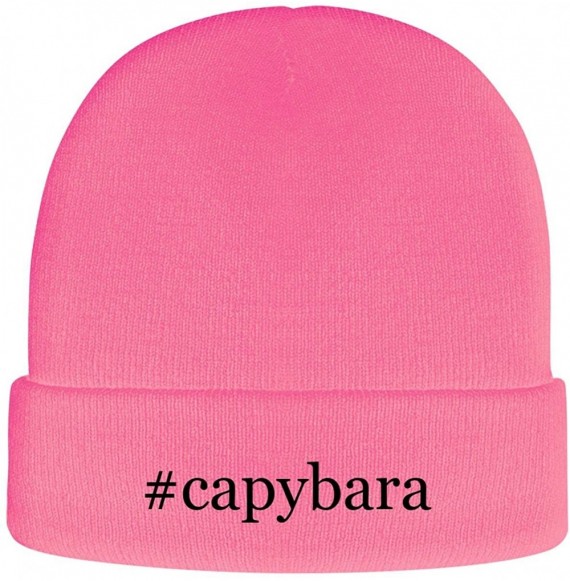 Skullies & Beanies Capybara - Hashtag Soft Adult Beanie Cap - Pink - C418AXH3K9N