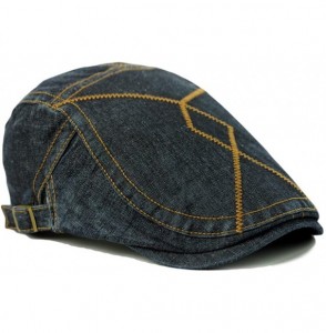 Newsboy Caps Denim Ivy Gatsby Cabbie Newsboy Cap Hat for Men - Dark Blue - CY12FKT6A8R