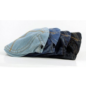 Newsboy Caps Denim Ivy Gatsby Cabbie Newsboy Cap Hat for Men - Dark Blue - CY12FKT6A8R