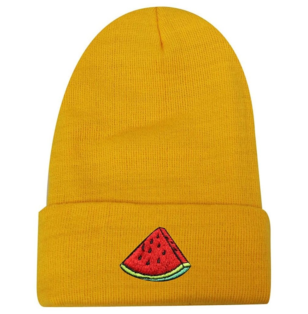 Skullies & Beanies Sk901 Watermelon Basic Ski Winter Beanie Hats - Gold - CQ185RS37XU