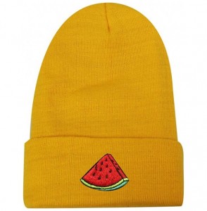 Skullies & Beanies Sk901 Watermelon Basic Ski Winter Beanie Hats - Gold - CQ185RS37XU