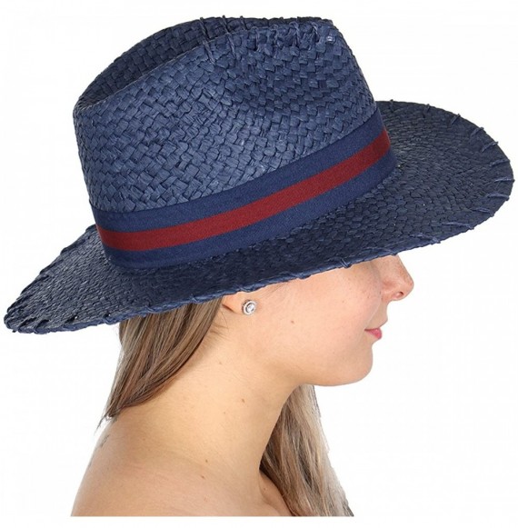 Sun Hats Beach Sun Hats for Women Large Sized Paper Straw Wide Brim Summer Panama Fedora - Sun Protection - CO18ER0NKSI