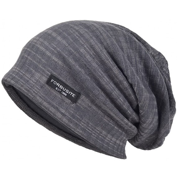 Skullies & Beanies Men Slouch Hollow Beanie Thin Summer Cap Skullcap - Stripe Grey1 - CM18RSRHA9C