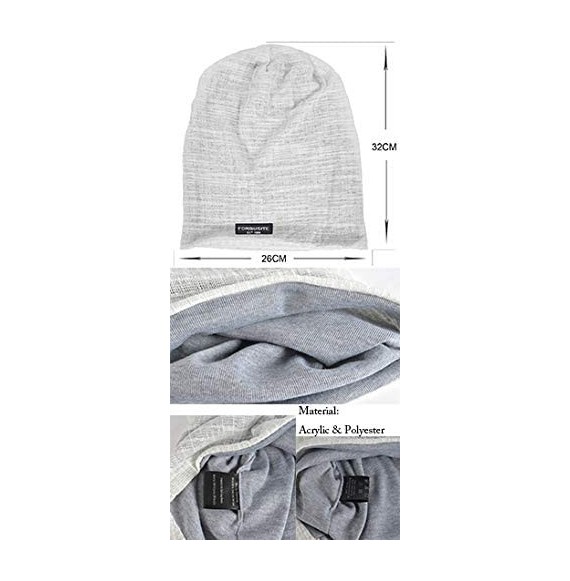 Skullies & Beanies Men Slouch Hollow Beanie Thin Summer Cap Skullcap - Stripe Grey1 - CM18RSRHA9C