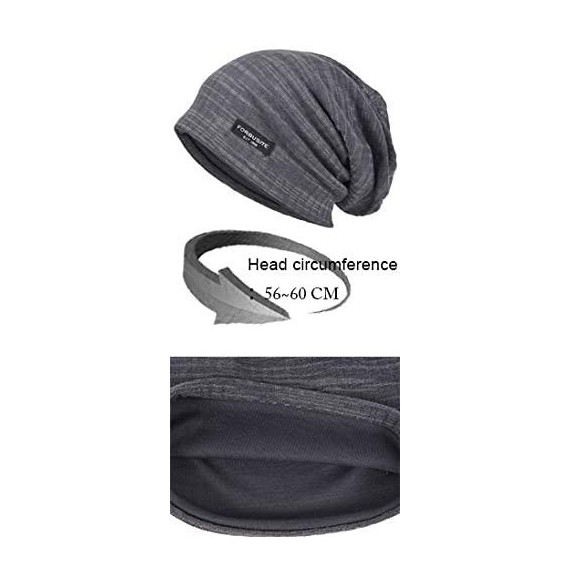 Skullies & Beanies Men Slouch Hollow Beanie Thin Summer Cap Skullcap - Stripe Grey1 - CM18RSRHA9C