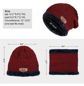 Skullies & Beanies Men's Warm Beanie Winter Thicken Hat and Scarf Two-Piece Knitted Windproof Cap Set - A-red - CM193CCXCN5