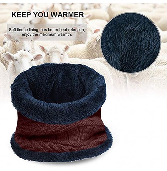 Skullies & Beanies Men's Warm Beanie Winter Thicken Hat and Scarf Two-Piece Knitted Windproof Cap Set - A-red - CM193CCXCN5