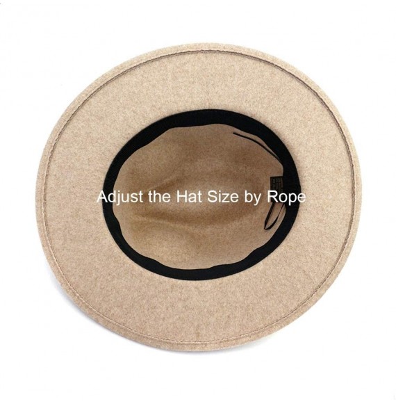 Fedoras Classic Wool Fedora Hats Wide Brim Belt Buckle for Women & Men - Y-beige - C5192ATGE5U