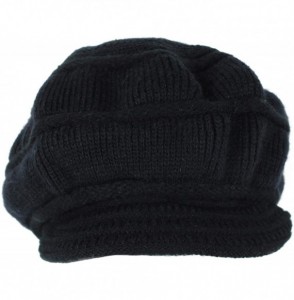 Skullies & Beanies Women's Winter Warm Hat Crochet Slouchy Beanie Knitted Caps with Visor - B-black - C218HKDX4S7