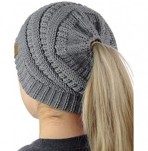 Skullies & Beanies Women's Beanie Ponytail Hole Messy Bun BeanieTail Multi Color Ribbed Hats and Ponytail Beanie for Women - ...