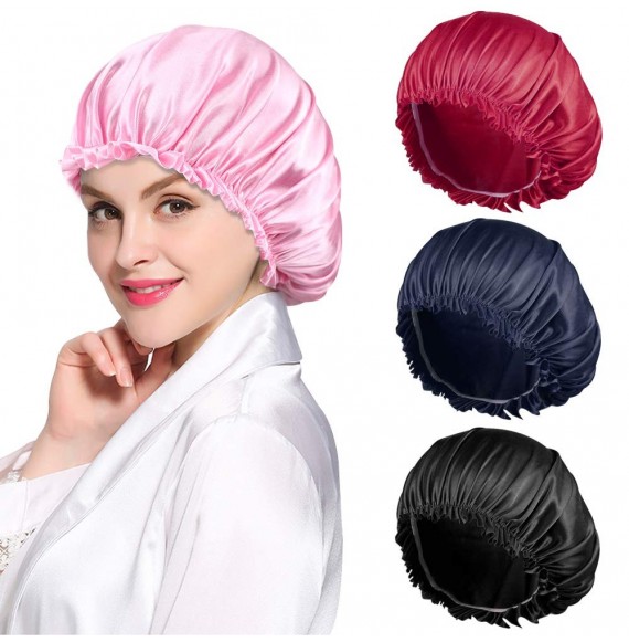 Skullies & Beanies 4PCS Satin Bonnet for Women Natural Curly Hair-A - Set A - CJ18U0CZXZ7