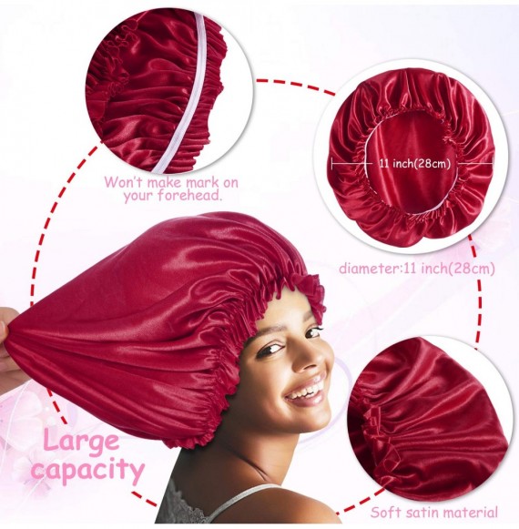 Skullies & Beanies 4PCS Satin Bonnet for Women Natural Curly Hair-A - Set A - CJ18U0CZXZ7