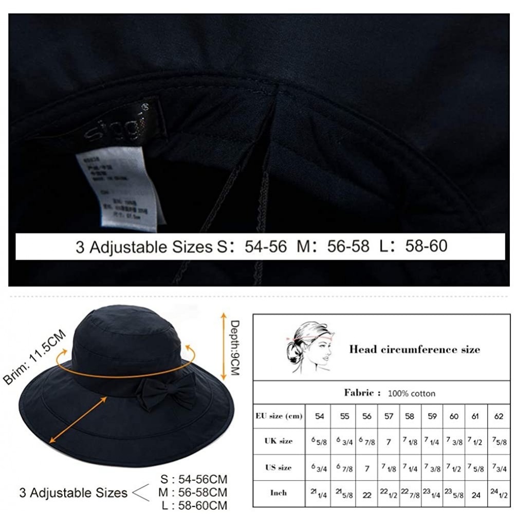 Womens Upf50 Cotton Packable Sun Hats Wchin Cord Wide Brim Stylish 54 60cm 69038navy