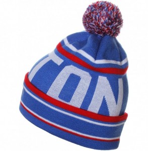 Skullies & Beanies Unisex USA Cities Fashion Large Letters Pom Pom Knit Hat Beanie - Boston Blue Red - CZ12N5RZL3P