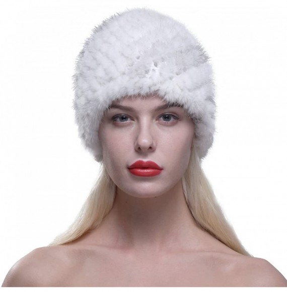 Skullies & Beanies Women's Fur Hat Real Mink Fur Knit Beanie Cap Multicolor - Cross - C012N4TZ3N3