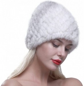 Skullies & Beanies Women's Fur Hat Real Mink Fur Knit Beanie Cap Multicolor - Cross - C012N4TZ3N3