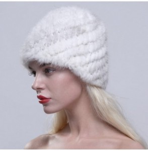 Skullies & Beanies Women's Fur Hat Real Mink Fur Knit Beanie Cap Multicolor - Cross - C012N4TZ3N3