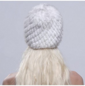 Skullies & Beanies Women's Fur Hat Real Mink Fur Knit Beanie Cap Multicolor - Cross - C012N4TZ3N3