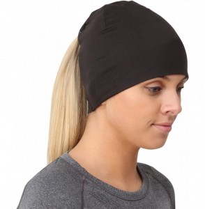 Skullies & Beanies Ponytail Hat - Adrenaline Series - Women's Running Beanie with Reflective Accents - Black Skull Cap - Blac...