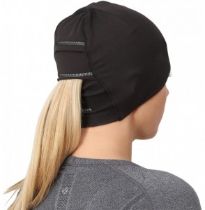 Skullies & Beanies Ponytail Hat - Adrenaline Series - Women's Running Beanie with Reflective Accents - Black Skull Cap - Blac...