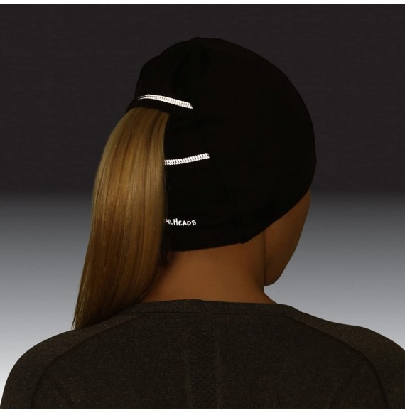 Skullies & Beanies Ponytail Hat - Adrenaline Series - Women's Running Beanie with Reflective Accents - Black Skull Cap - Blac...