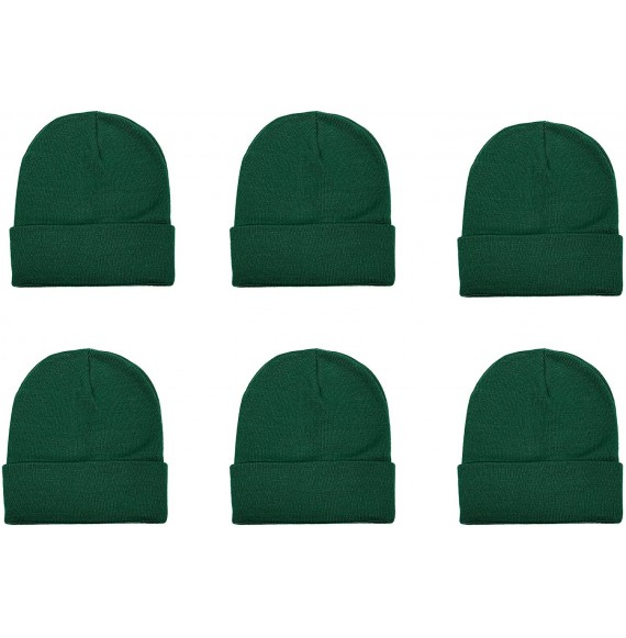 Skullies & Beanies Unisex Knitted Winter Beanie Hat 6 Pcs - Hunter Green - C818K7C7TOE