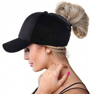 Baseball Caps Ponytail Baseball Adjustable Cotton Trucker - Black - CW18OR3TT3Q