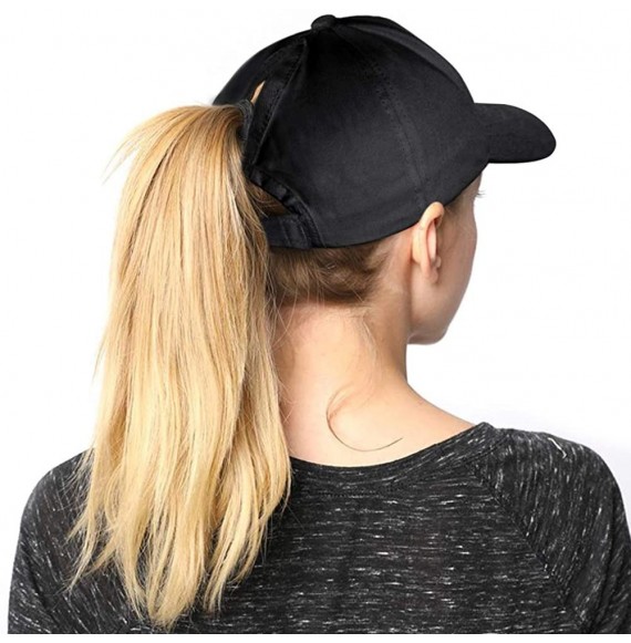 Baseball Caps Ponytail Baseball Adjustable Cotton Trucker - Black - CW18OR3TT3Q