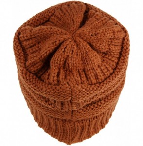 Skullies & Beanies Winter Warm Thick Cable Knit Slouchy Skull Beanie Cap Hat - Rust - C9126RNDD5J