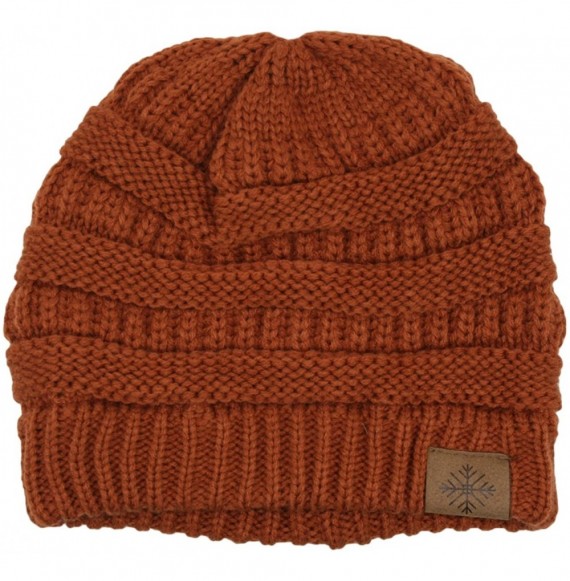 Skullies & Beanies Winter Warm Thick Cable Knit Slouchy Skull Beanie Cap Hat - Rust - C9126RNDD5J