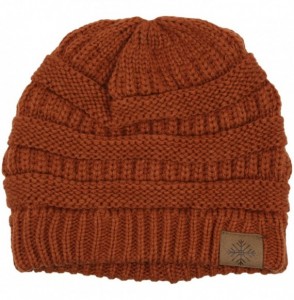 Skullies & Beanies Winter Warm Thick Cable Knit Slouchy Skull Beanie Cap Hat - Rust - C9126RNDD5J