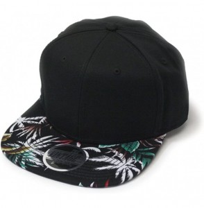 Baseball Caps Premium Plain Cotton Twill Adjustable Flat Bill Snapback Hats Baseball Caps - Palm Tree/Black/Black Flat - C618...