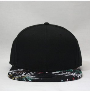 Baseball Caps Premium Plain Cotton Twill Adjustable Flat Bill Snapback Hats Baseball Caps - Palm Tree/Black/Black Flat - C618...