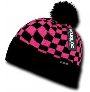 Skullies & Beanies Changbai Checker Beanie - Hot Pink/Black - C211QDVCX43