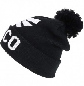 Skullies & Beanies Hecho en Mexico Eagle Pom Cuff Knit Winter Beanie - Black Black - C918NGXOLDX